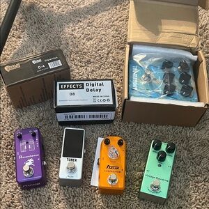 Guitar Effects Pedals Set - Purple, White, Orange, Green BUNDLE